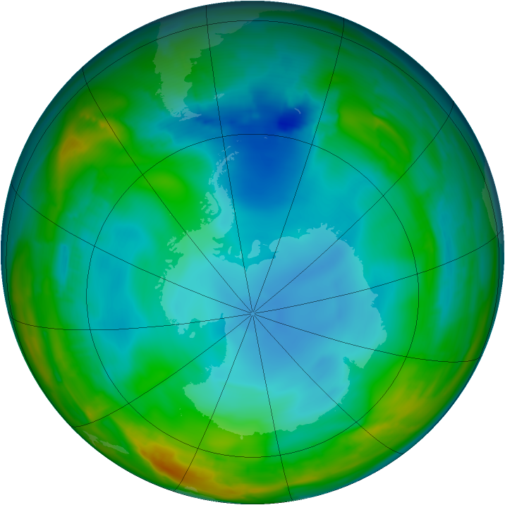 Antarctic ozone map for 12 July 2014